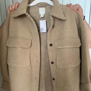 H&M Tan Teddy Long Jacket